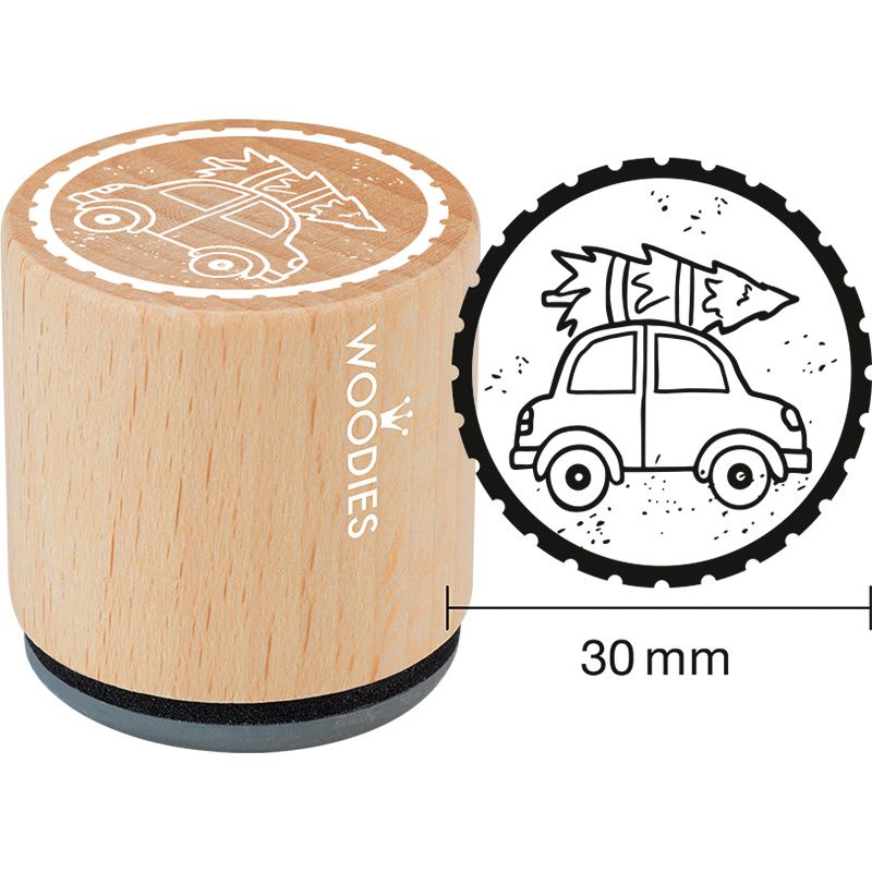 CP Woodies leimasin Car with christmas tree