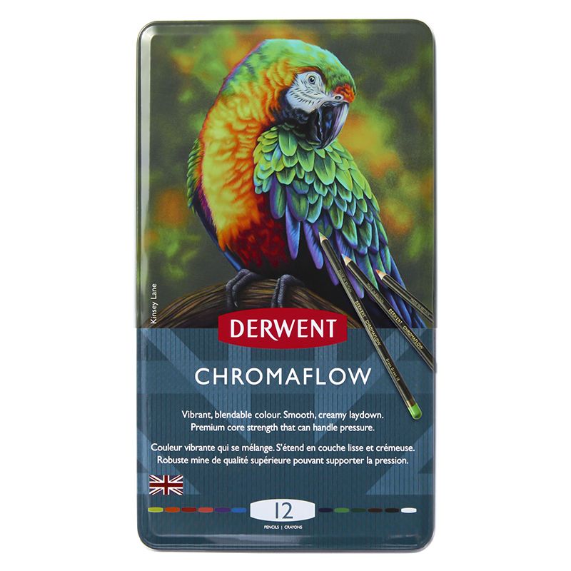 Derwent Chromaflow 12 väriä, metallirasia, värikynä