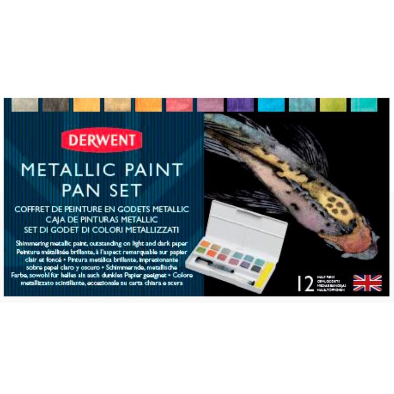 Derwent Metallic Watercolor Paint 12 Pan Palette