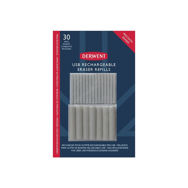 Derwent USB-pyyhekumin täyttöpakkaus 30kpl, 2x15kpl vaihtokumeja, kaksi ko