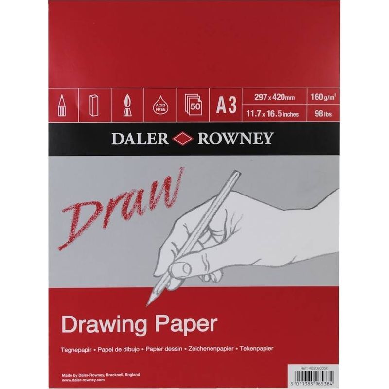 DR Draw Piirustuslehtiö medium grain 160g A3 (50), karhea piirustuspaperi