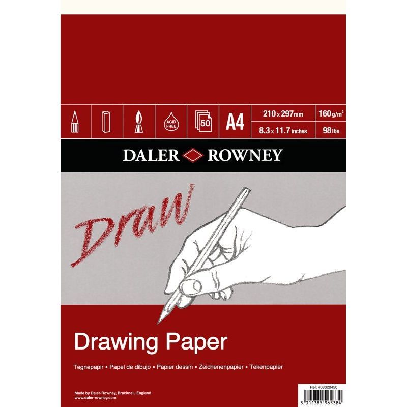 DR Draw Piirustuslehtiö medium grain 160g A4 (50), karhea piirustuspaperi