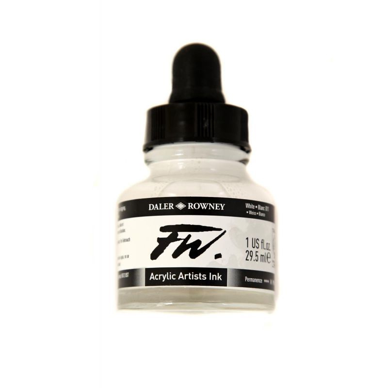 DR FW Acrylic ink 29.5ml 011 White, Taiteilijatasoinen muste