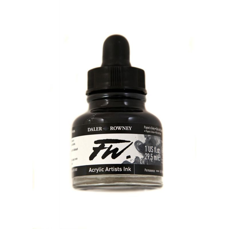 DR FW Acrylic ink 29.5ml 065 Paynes grey, Taiteilijatasoinen muste