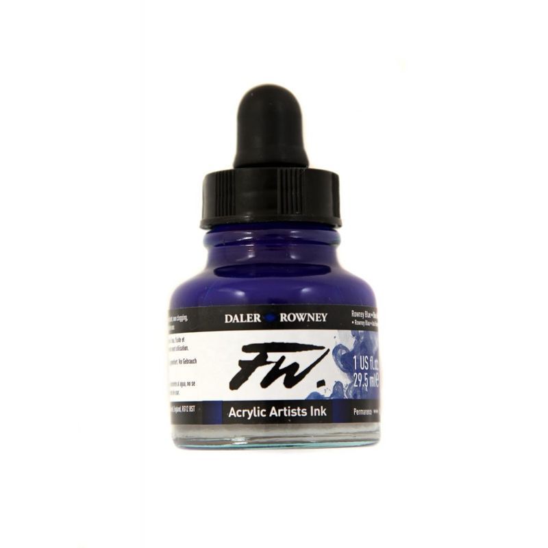 DR FW Acrylic ink 29.5ml 119 Rowney blue, Taiteilijatasoinen muste