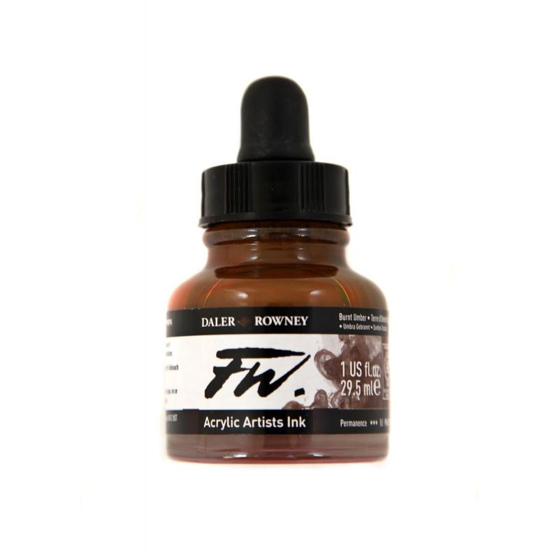 DR FW Acrylic ink 29.5ml 223 Burnt umber, Taiteilijatasoinen muste