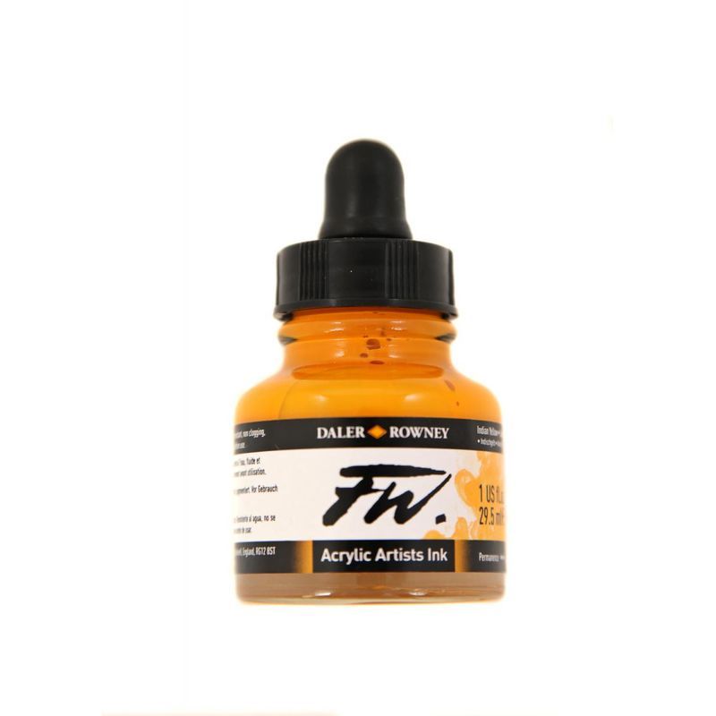 DR FW Acrylic ink 29.5ml 643 Indian yellow, Taiteilijatasoinen muste