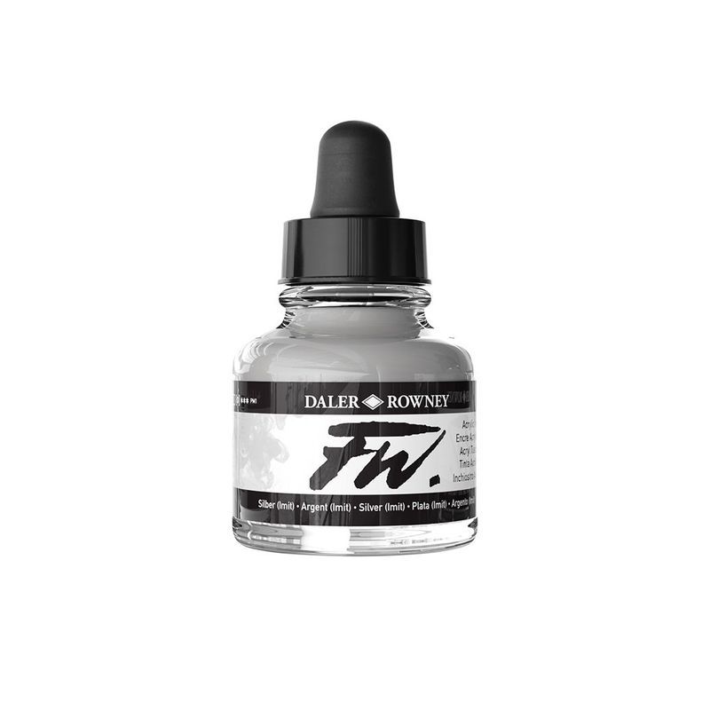 DR FW Acrylic ink 29.5ml 702 Silver (hue), Taiteilijatasoinen muste