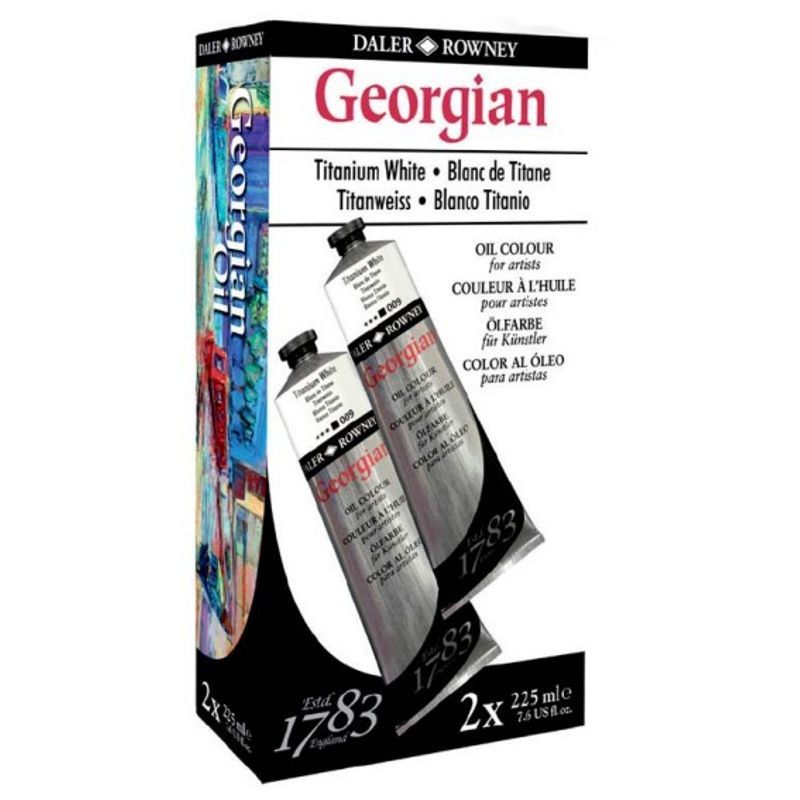 DR Georgian öljyväri tuplapakkaus 009 2x225ml, Titanium white öljyväri