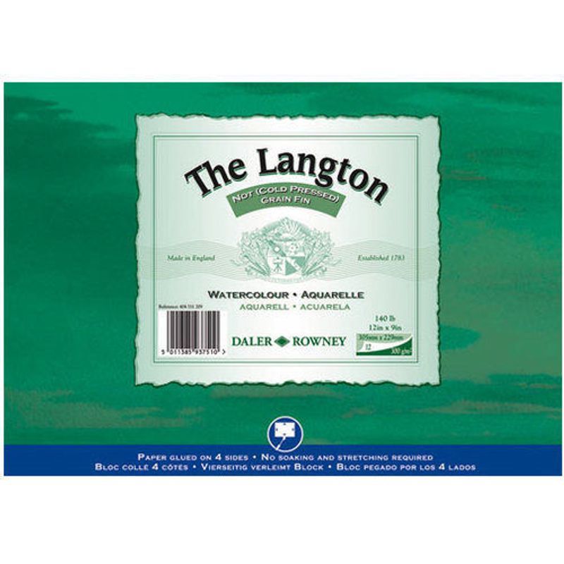 DR Langton akvarellilehtiö 300g 30x22,8 (12) PK, 12 lehteä, puolikarkea sellu