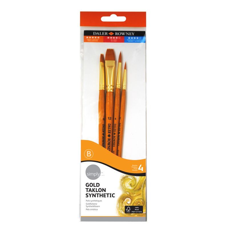 DR Simply Gold Taklon sivellinsetti 4kpl keinokuit, lyhyt varsi akryyli p2,4 l6 12 KORVAAVA 137919