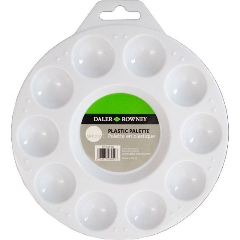 DR Simply muovipaletti 10 värin, pyöreä, 18cm, keskellä sekoituskuppi väreille