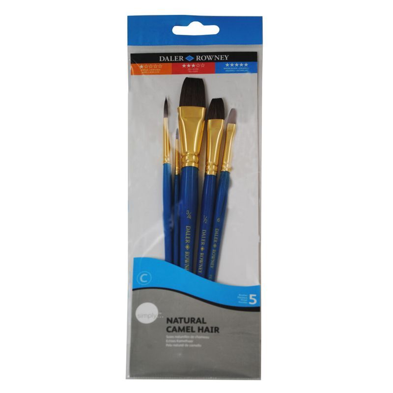 DR Simply Gold Taklon sivellinsetti 5kpl luonnonkarva, lyhyt varsi akvarelli