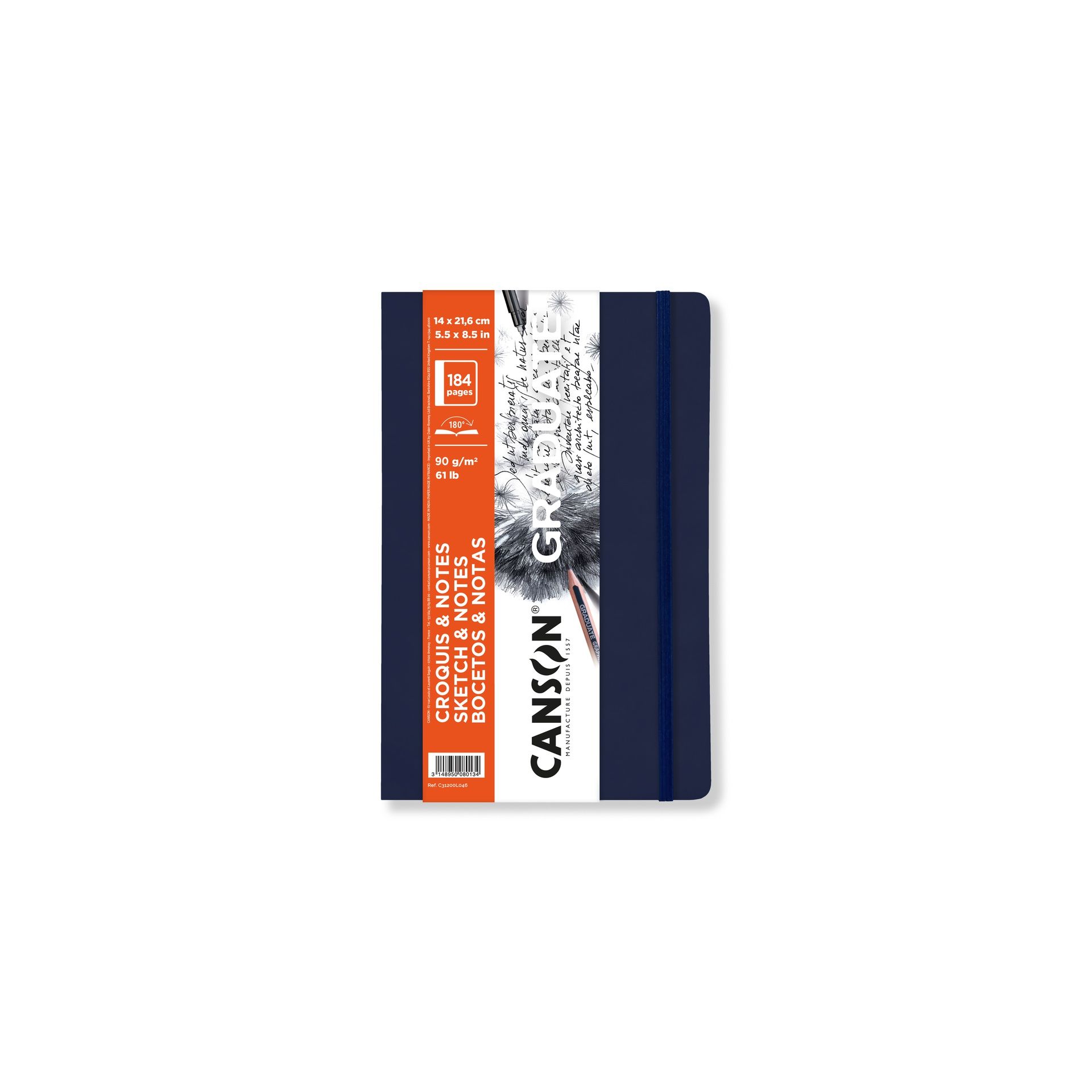 Graduate luonnoskirja 14x21,6cm 90g(184) pehmeä/si, pehmeä kansi/sininen