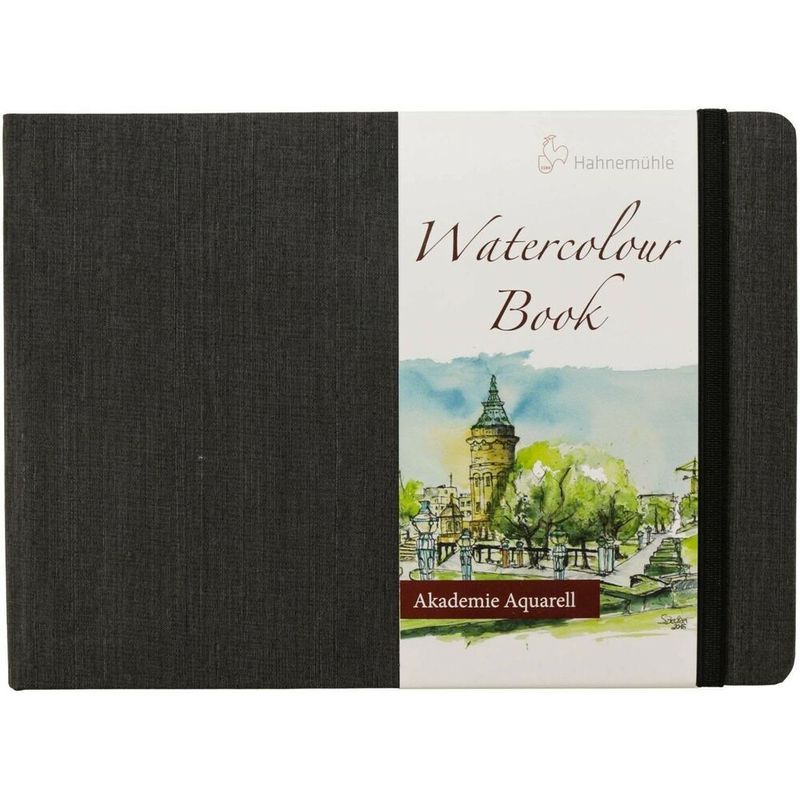 HM Akademie akvarellikirja 200g A5 (30) vaaka, Kovakantinen, kuminauhasuljenta