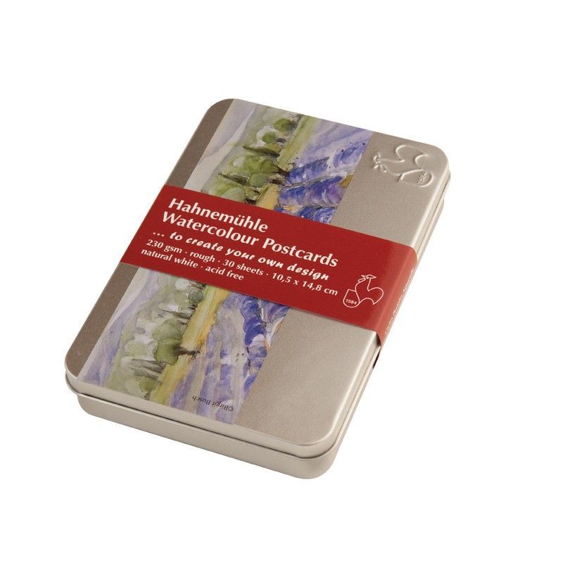 HM Postikorttirasia WC 230g A6 (30), pyöreät kulmat paperissa, metallirasiassa