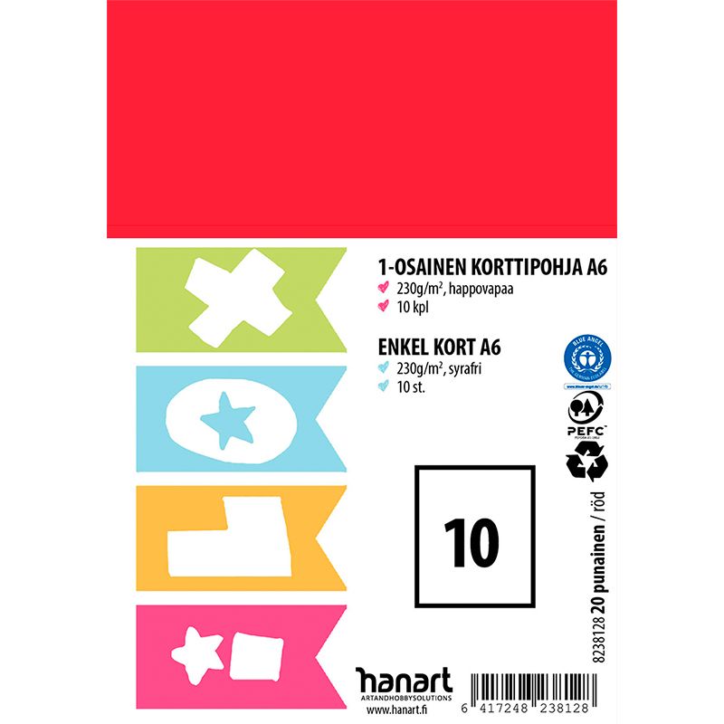 ILOX 1-os kortti 10kpl  A6 220g punainen