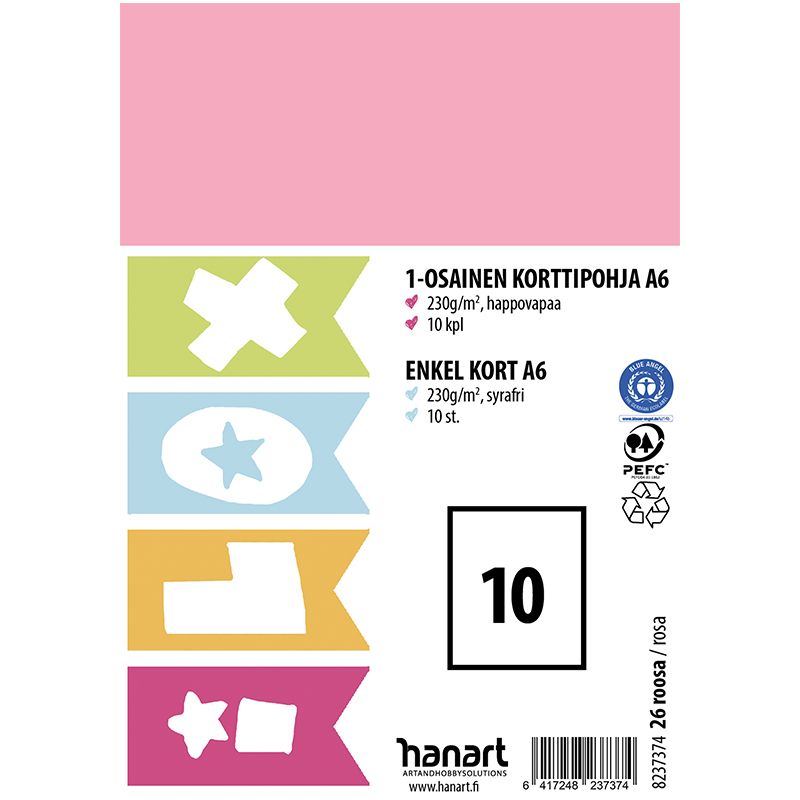 ILOX 1-os kortti 10kpl A6 220g rosa