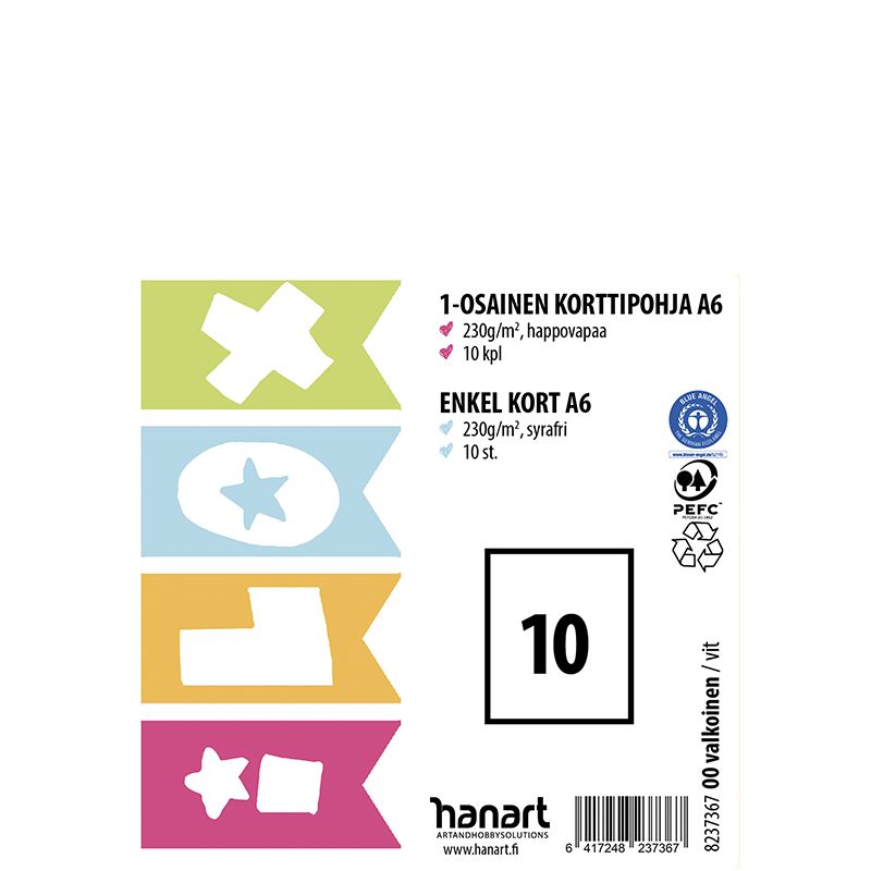 ILOX 1-os kortti 10kpl A6 220g valkoinen