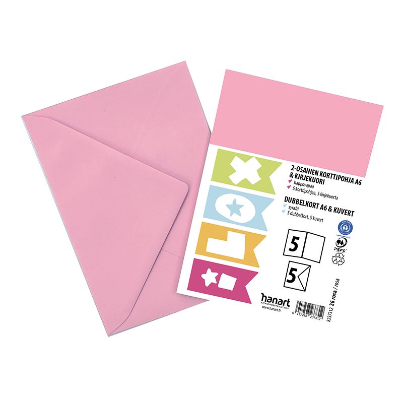 ILOX 2-os kortit ja kuoret 5+5kpl rosa