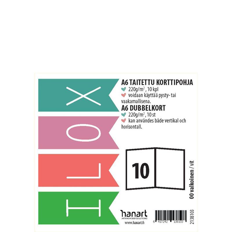 ILOX 2-os kortti A6 10kpl 220g 00 Valkoinen