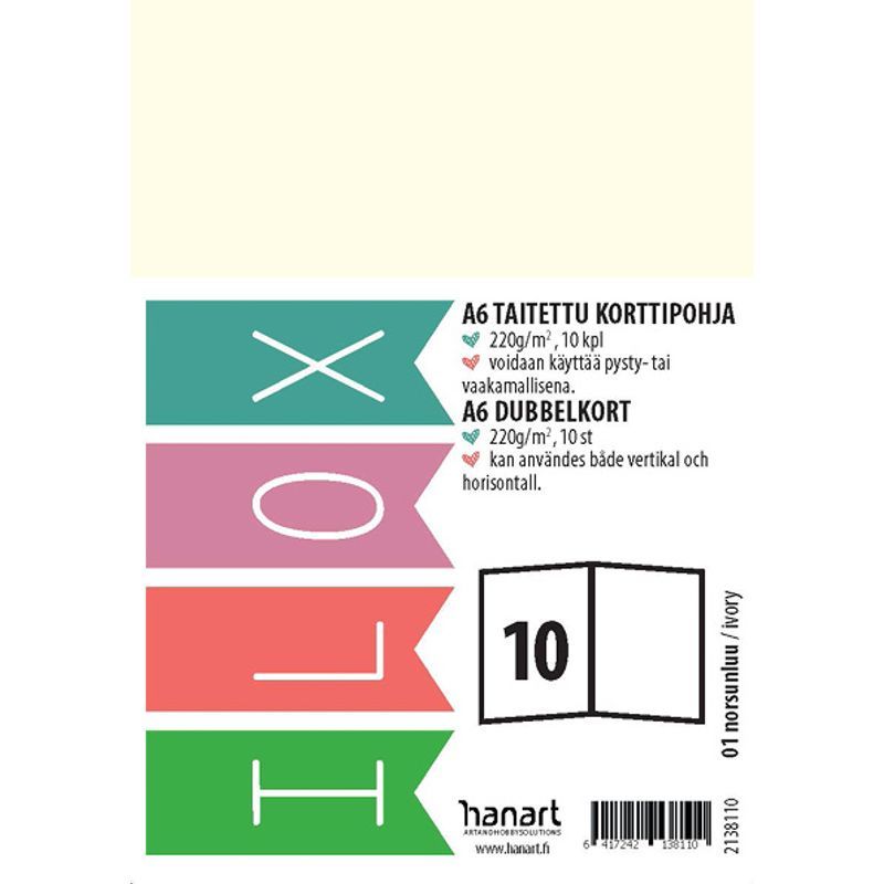 ILOX 2-os kortti A6 10kpl 220g 01 Norsunluu