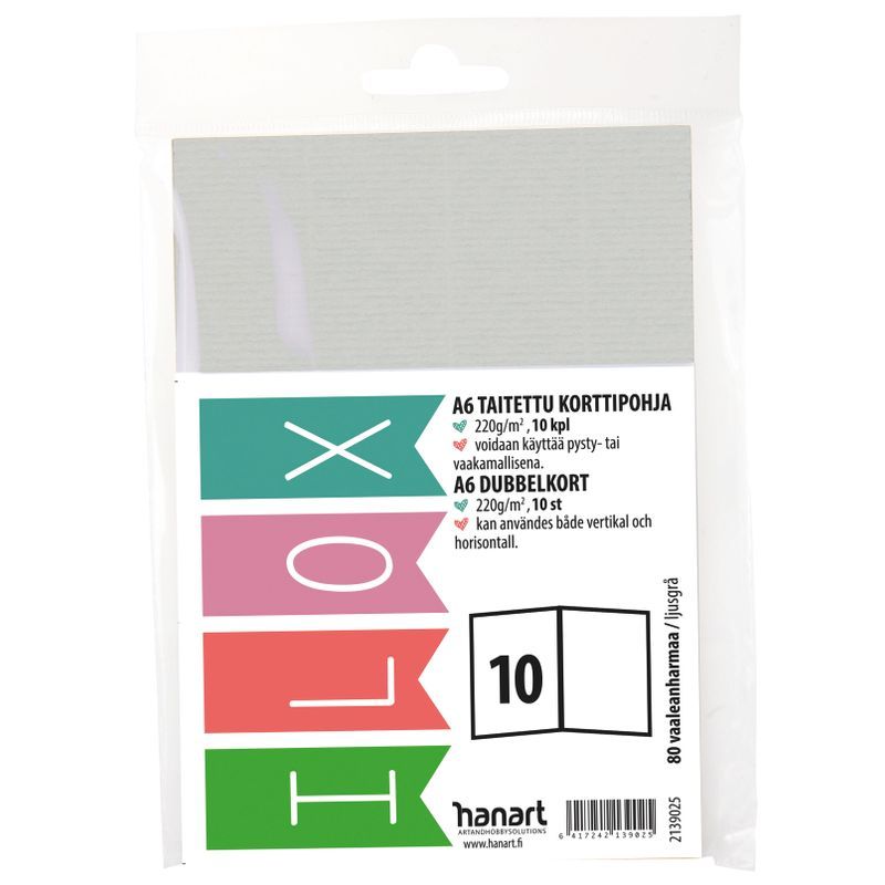 ILOX 2-os kortti A6 10kpl 220g 80 Vaal.harm