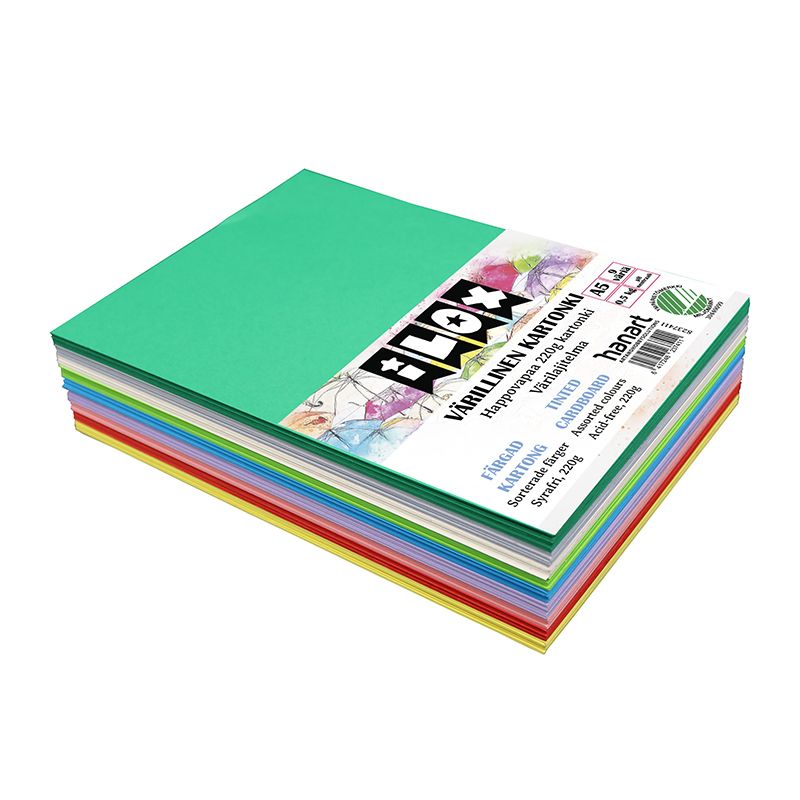 ILOX kartonkilajitelma A5 220g 9 väriä 500g, Kilokartonki