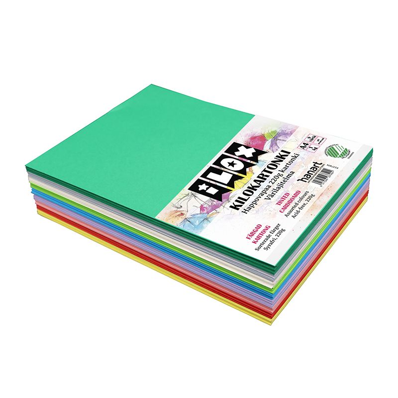 ILOX Kilokartonki A4 220g  9 väriä 1kg