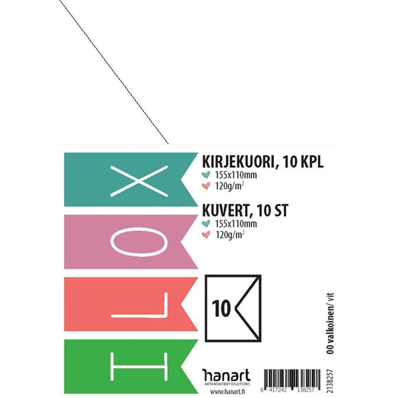 ILOX Kirjekuori 11x15,5cm 10kpl 120g 8300 Valkoine, Piikkipakkaus