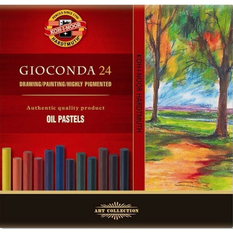 KOH Gioconda Artist 24 öljypastelliliitu, pyöreä, erityisen valonkestävä 75mm pitkä, halk 10mm, kart