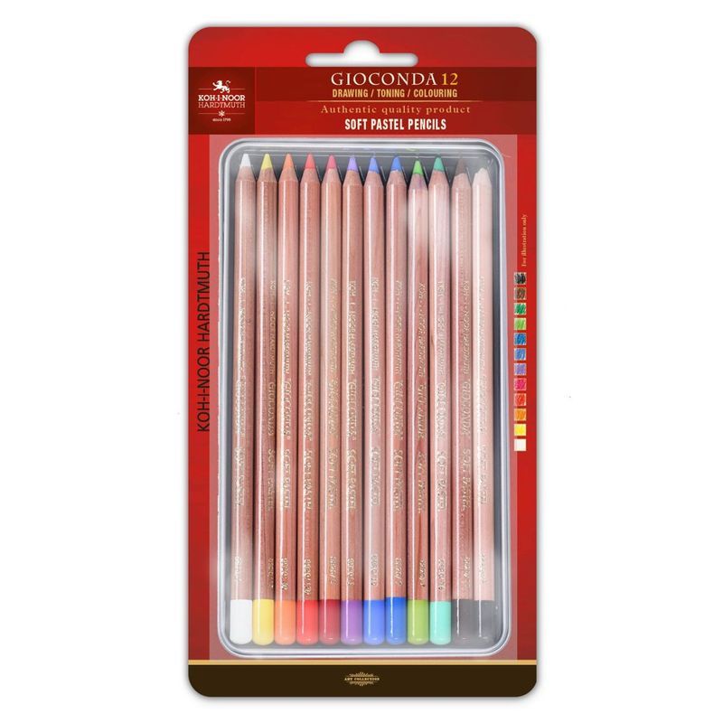 KOH Gioconda pastellikynät 12kpl metalliras, blisterissä