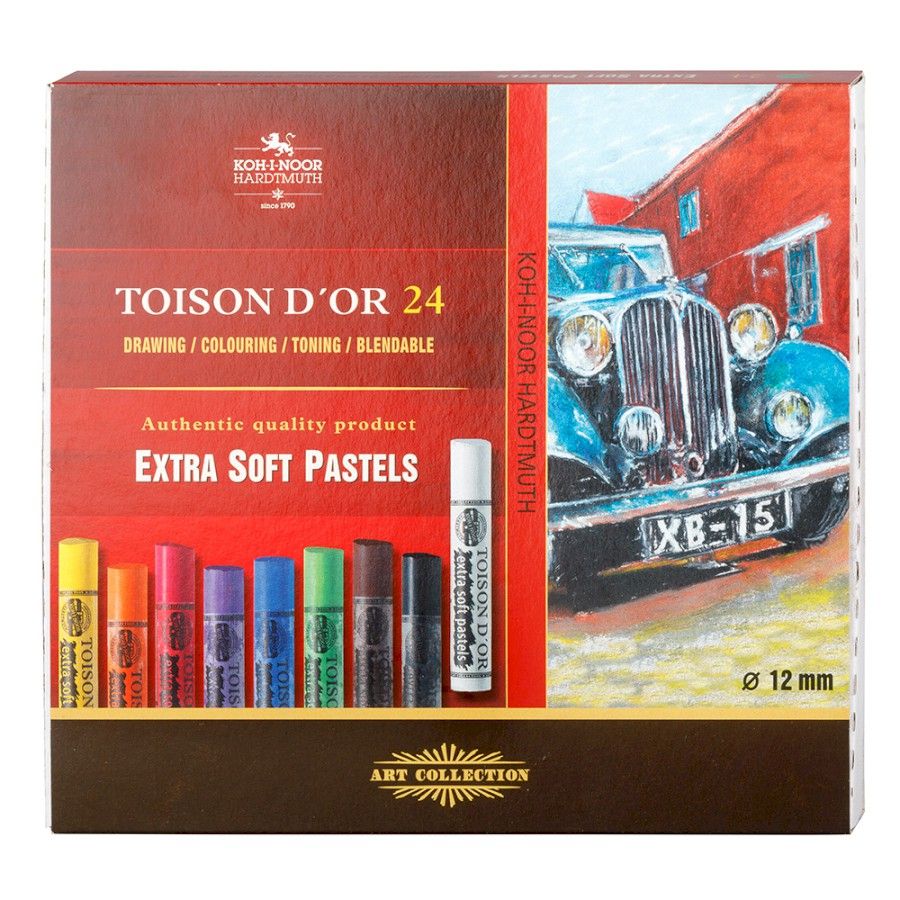 KOH Toison Artist extrasoft pastel 24 kuivapastell, erityisen valonkestävä 75mm pitkä, halk 12mm