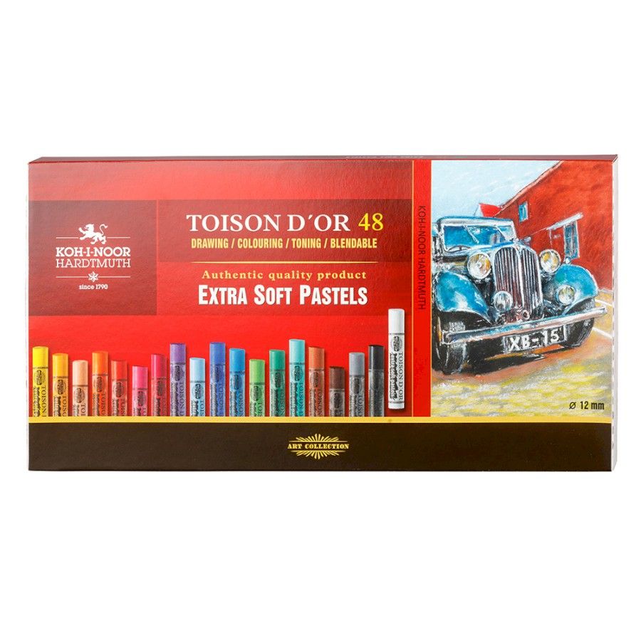 KOH Toison Artist extrasoft pastel 48 kuivapastell, erityisen valonkestävä 75mm pitkä, halk 12mm