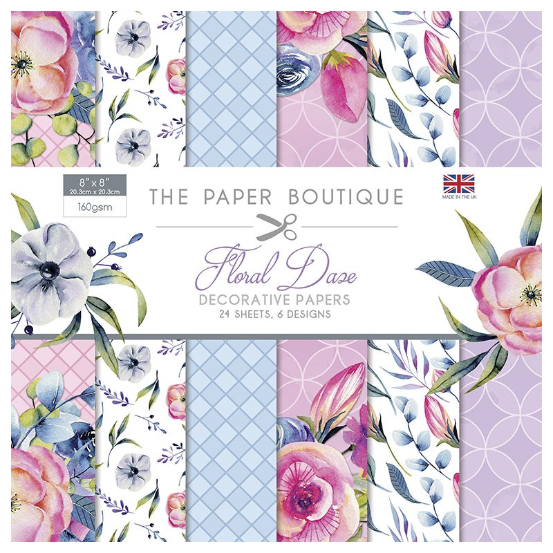 P. Kuviopaplehtiö Floral Daze 20x20cm, 160g 24ark, 6 kuosia