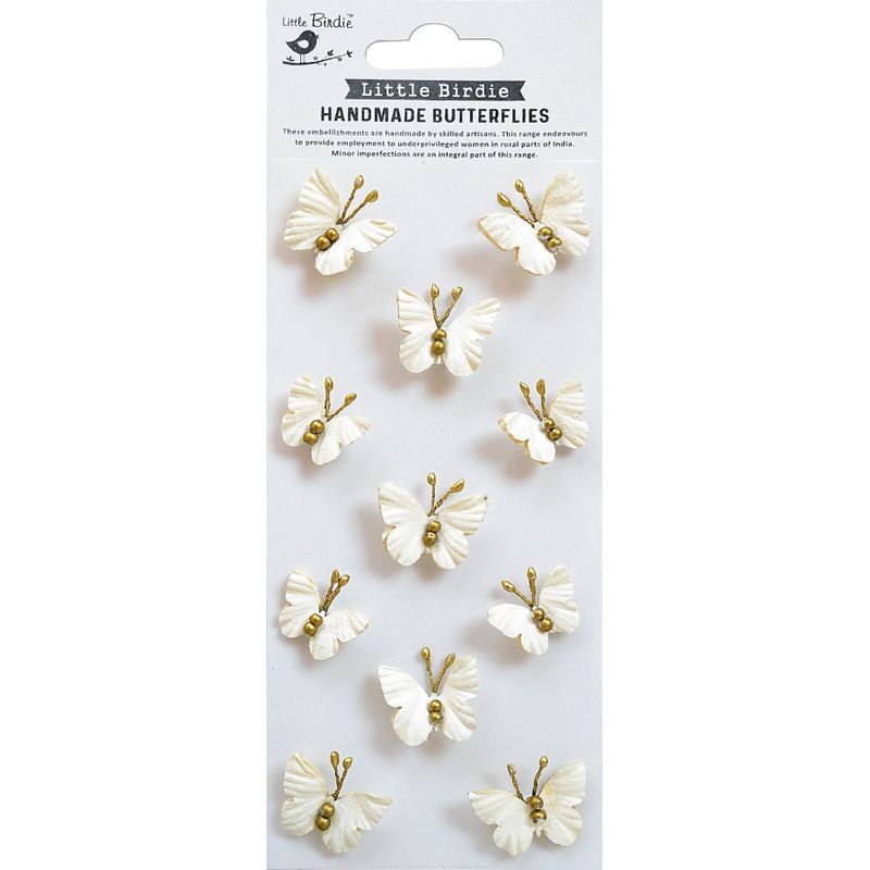 L.Birdie paperiperhoset 11kpl valkoinen, käsintehty