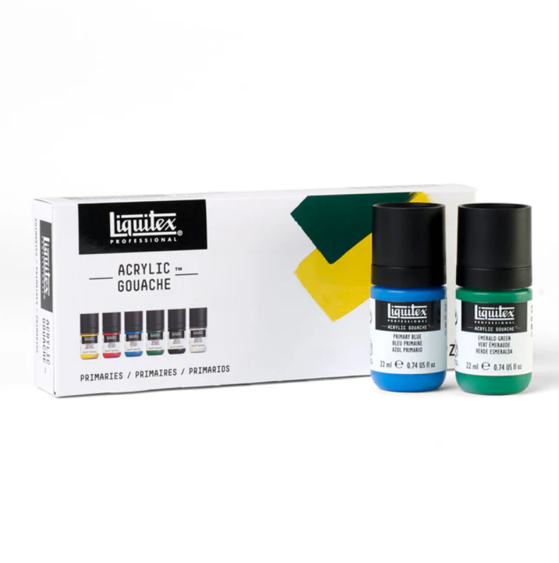 Liquitex Acrylic Gouache Primary Set 6x22ml, Akryyliguassisetti