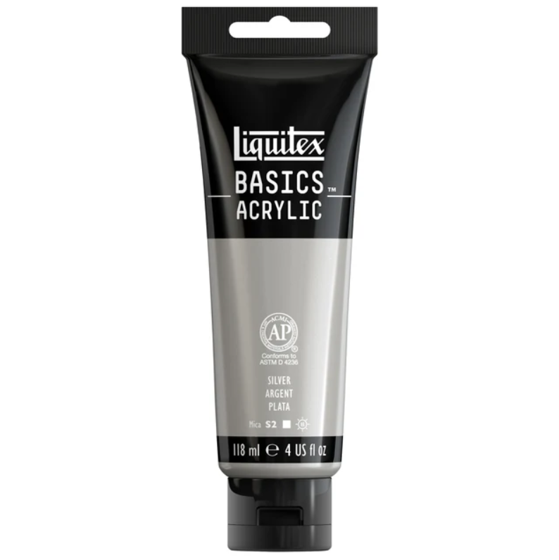 Liquitex Basics 118ml 052 Silver, akryyliväri, metallihohto x