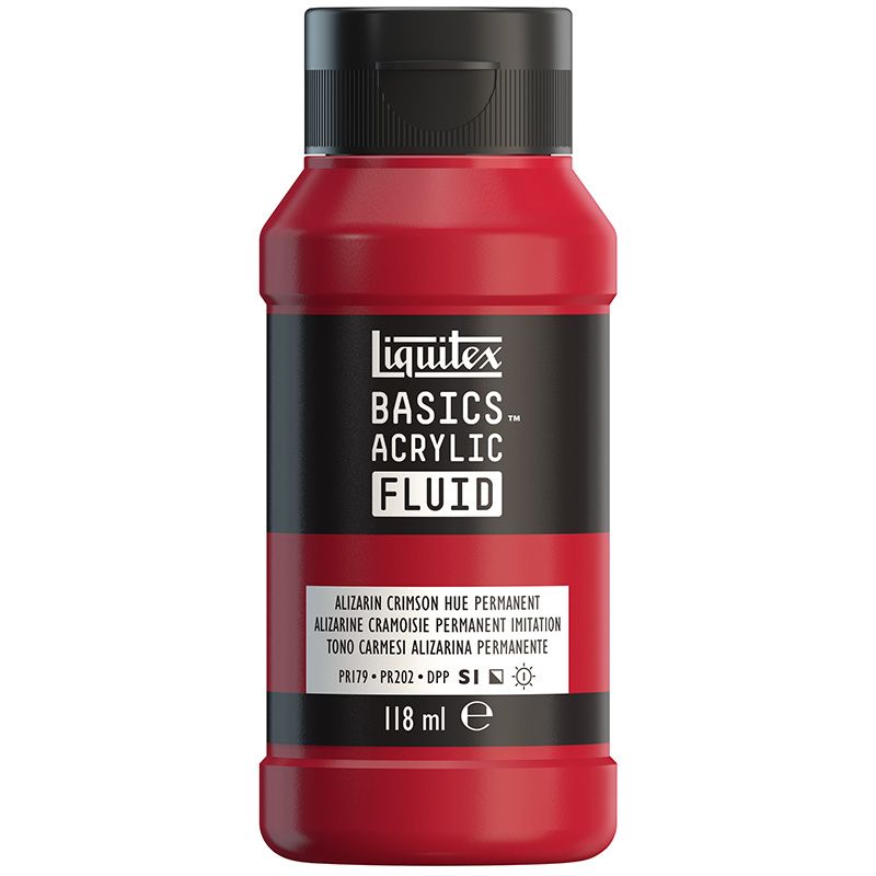 LQX Basics Fluid 118ml 116 Alizarin CrimsonPermHue, juokseva akryyliväri