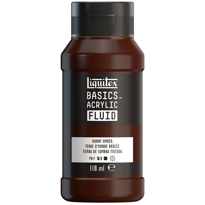 LQX Basics Fluid 118ml 128 Burnt Umber, juokseva akryyliväri