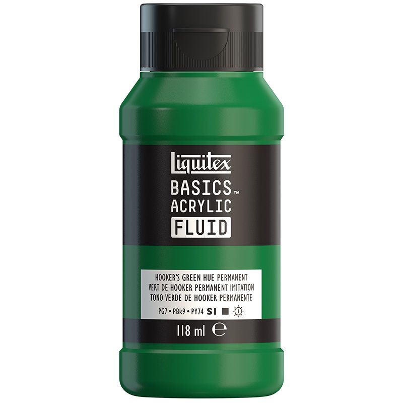 LQX Basics Fluid 118ml 224 HookersGrnPermanentHue, juokseva akryyliväri