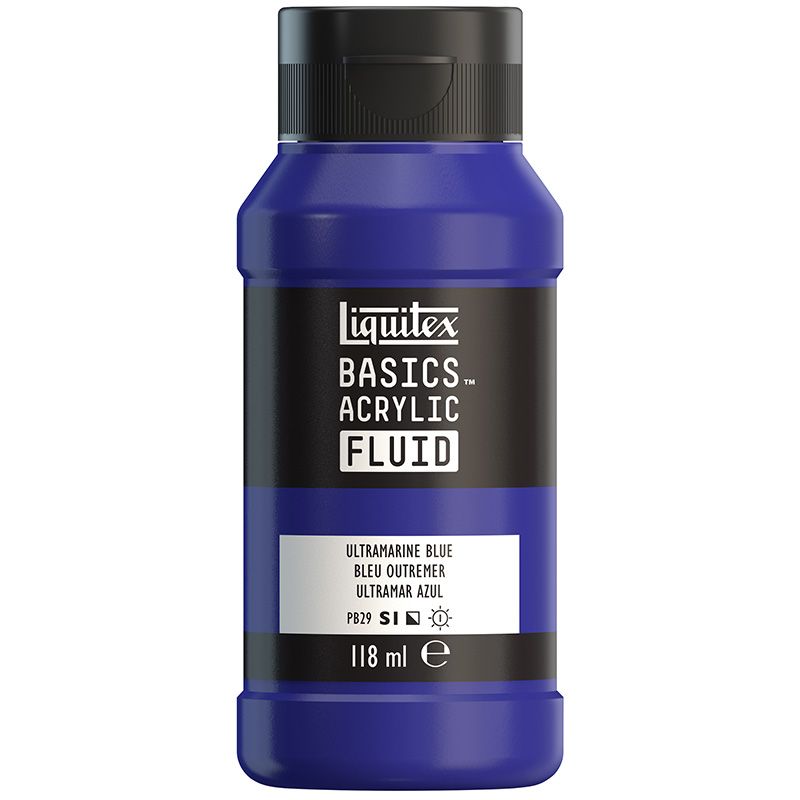 LQX Basics Fluid 118ml 380 Ultramarine Blue, juokseva akryyliväri