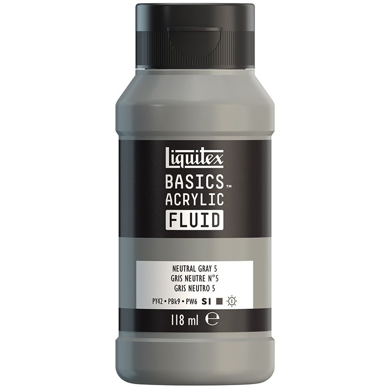 LQX Basics Fluid 118ml 599 Neutral Grey 5, juokseva akryyliväri