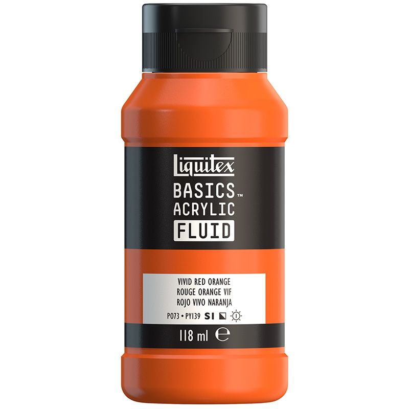 LQX Basics Fluid 118ml 620 Vivid Red Orange, juokseva akryyliväri