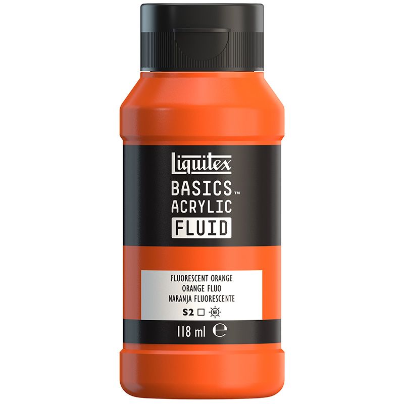 LQX Basics Fluid 118ml 982 Fluorescent Orange, juokseva akryyliväri
