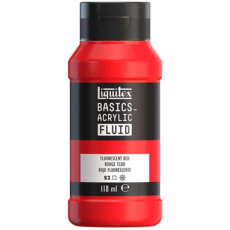 LQX Basics Fluid 118ml 983 Fluorescent Red, juokseva akryyliväri