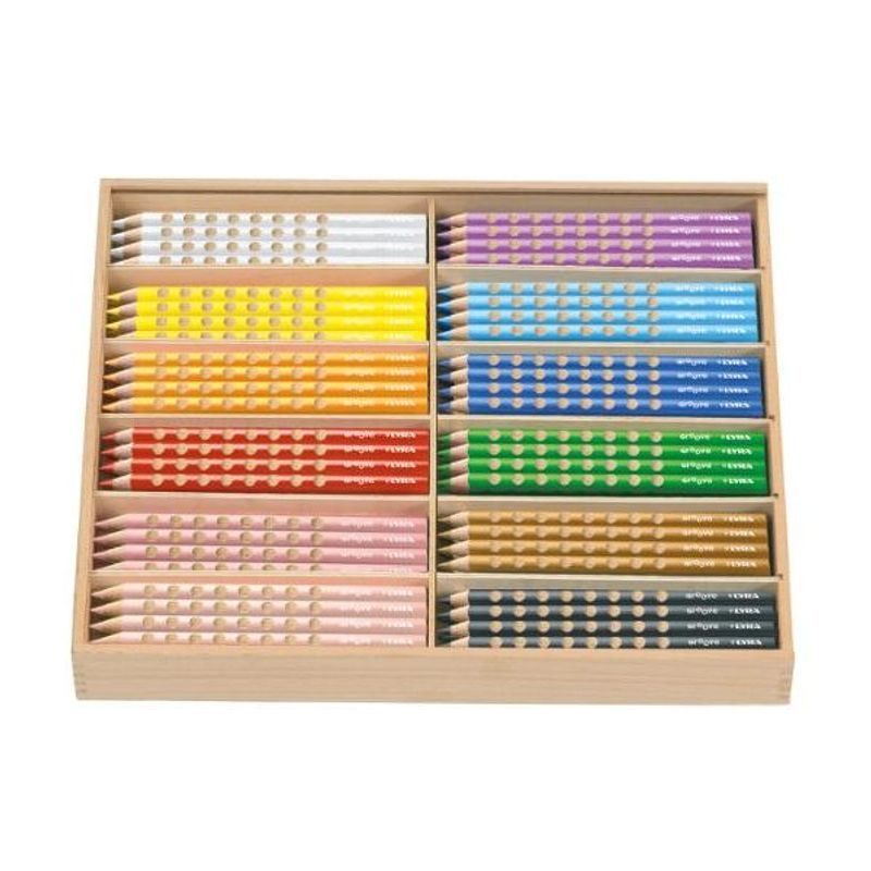 LYRA Groove Slim värikynät Schoolpack 144 kynää, puulaatikko 12 sävyä