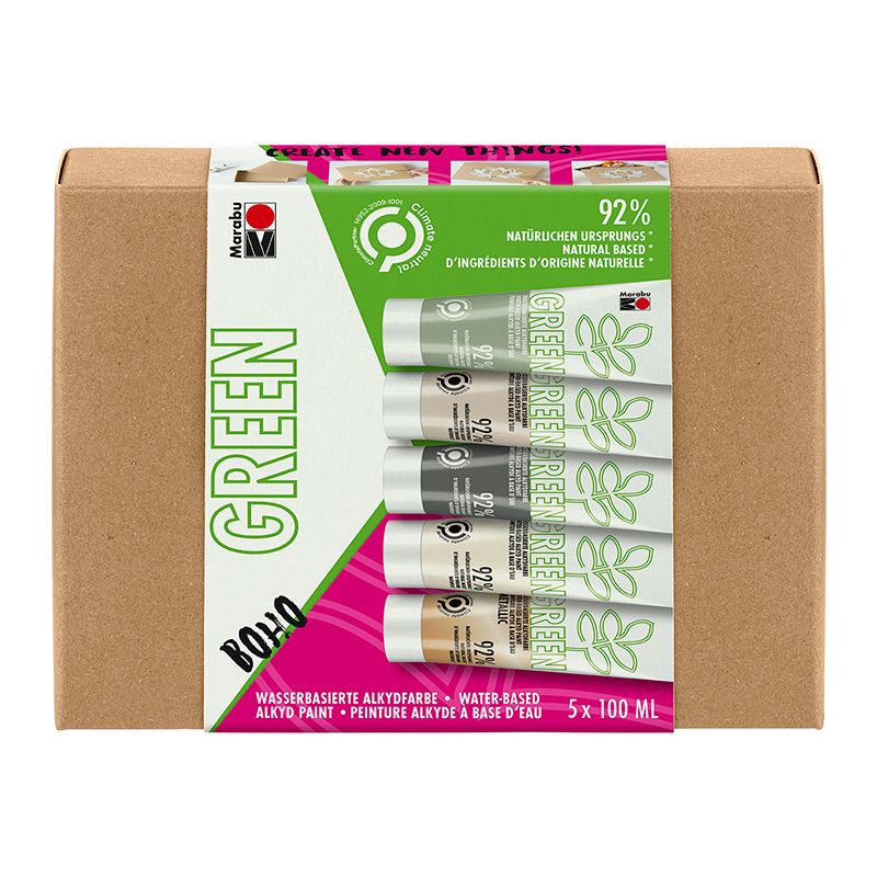 Marabu Green alkydimaalisetti BOHO 5x100ml, beige, vihr, harmaa, valkoinen