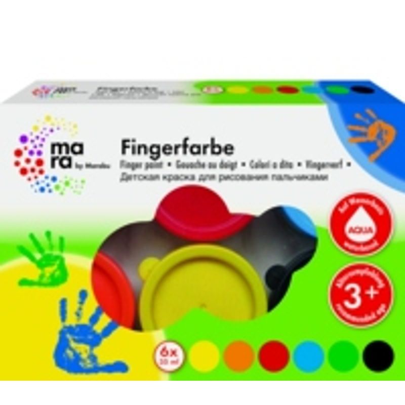 Marabu KiDS Sormivärilajitelma 6x35ml, Kelt,pun,sin,vih,mu,or