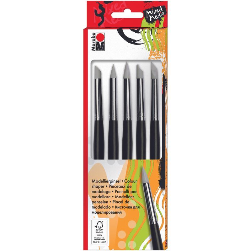 Marabu Silikonisivellinlajitelma 5kpl, pyöreä, litteä, kulma